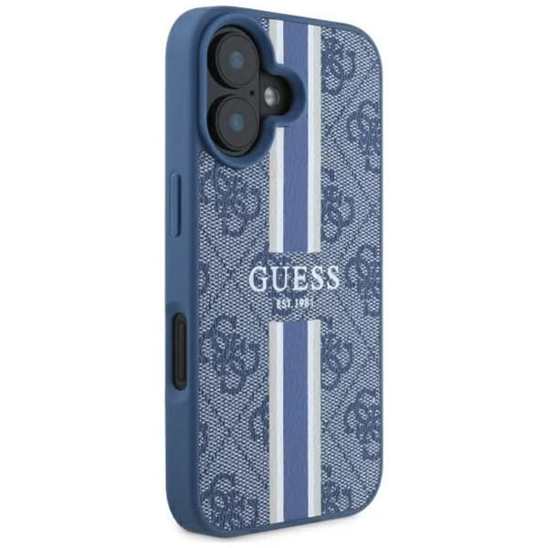 Futrola MagSafe za Apple iPhone 16, Guess, 4G Printed Stripes, Plava