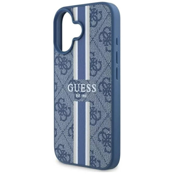 Futrola MagSafe za Apple iPhone 16, Guess, 4G Printed Stripes, Plava