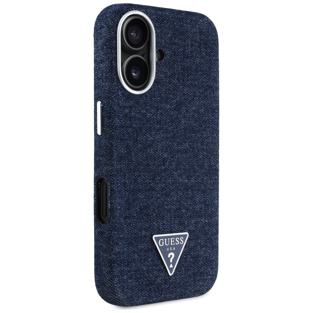 Futrola MagSafe za Apple iPhone 16, Guess, Denim Triangle Logo, Plava
