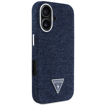 Futrola MagSafe za Apple iPhone 16, Guess, Denim Triangle Logo, Plava