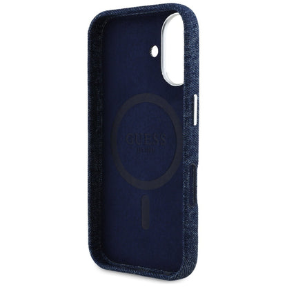 Futrola MagSafe za Apple iPhone 16, Guess, Denim Triangle Logo, Plava