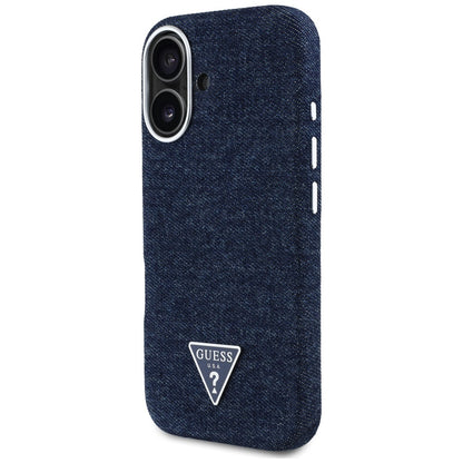 Futrola MagSafe za Apple iPhone 16, Guess, Denim Triangle Logo, Plava