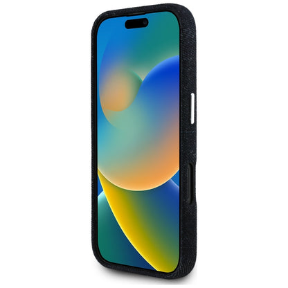 Futrola MagSafe za Apple iPhone 16, Guess, Denim Triangle Logo, Crna