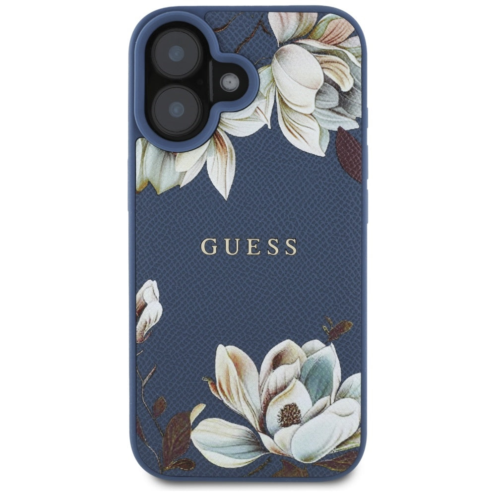 Futrola MagSafe za Apple iPhone 16, Guess, Grained Flowers, Plava