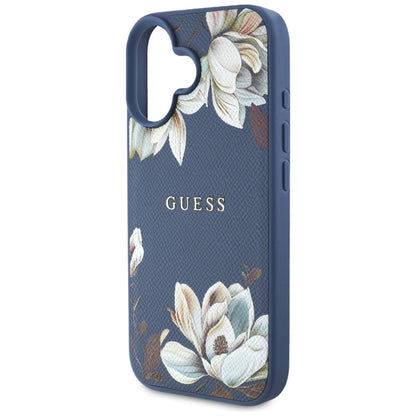 Futrola MagSafe za Apple iPhone 16, Guess, Grained Flowers, Plava