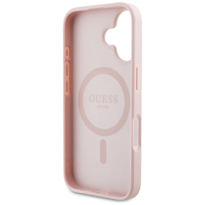 Husa MagSafe za Apple iPhone 16, Guess, Grained Flowers, Roze