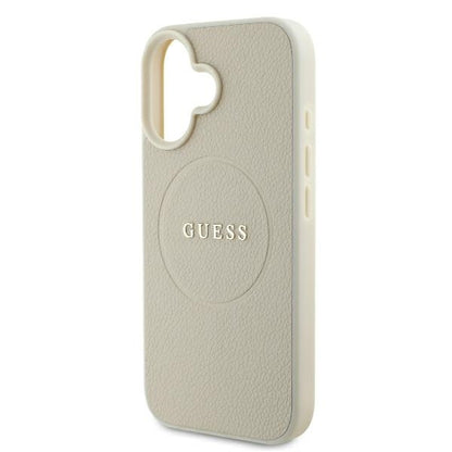 Futrola MagSafe za Apple iPhone 16, Guess, Grained Gold Ring, Bež