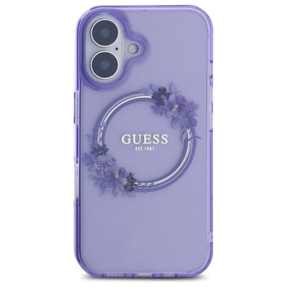 Futrola MagSafe za Apple iPhone 16, Guess, IML Flowers Wreath, Roze