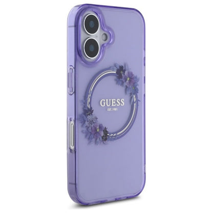 Futrola MagSafe za Apple iPhone 16, Guess, IML Flowers Wreath, Roze