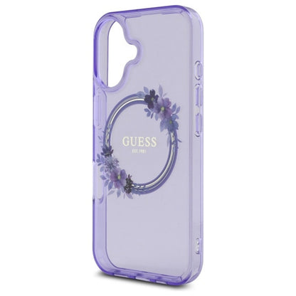 Futrola MagSafe za Apple iPhone 16, Guess, IML Flowers Wreath, Roze