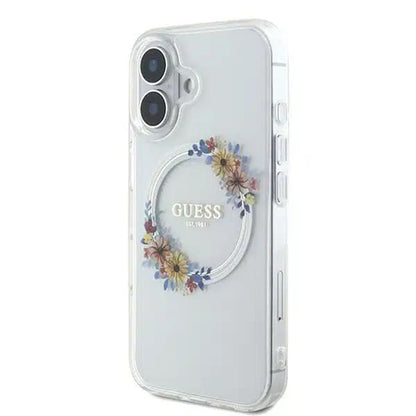 Futrola MagSafe za Apple iPhone 16, Guess, IML Flowers Wreath, Transparenta