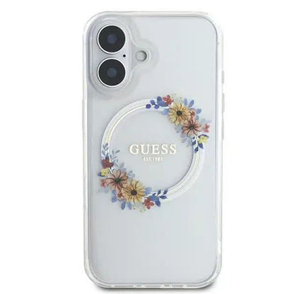 Futrola MagSafe za Apple iPhone 16, Guess, IML Flowers Wreath, Transparenta