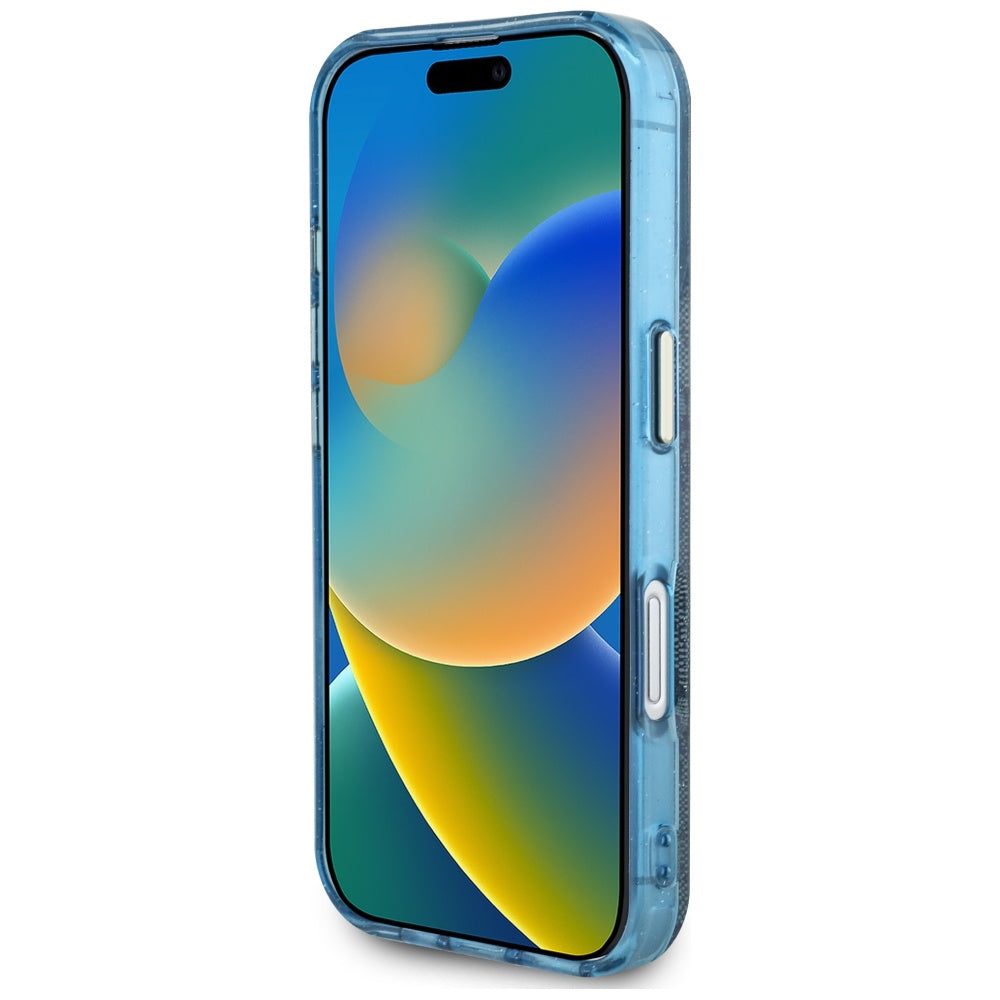 Futrola MagSafe za Apple iPhone 16, Guess, IML Glitter 4G Circle Triangle, Plava