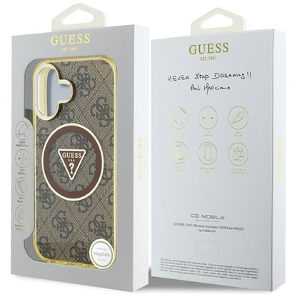 Futrola MagSafe za Apple iPhone 16, Guess, IML Glitter 4G Circle Triangle, Braon