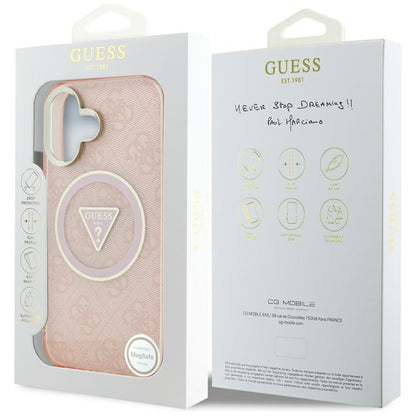Futrola MagSafe za Apple iPhone 16, Guess, IML Glitter 4G Circle Triangle, Roze