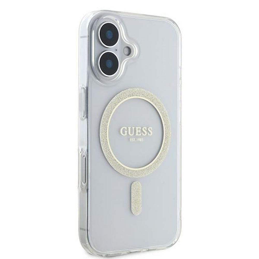 Futrola MagSafe za Apple iPhone 16, Guess, IML Glitter Circle, Transparentna