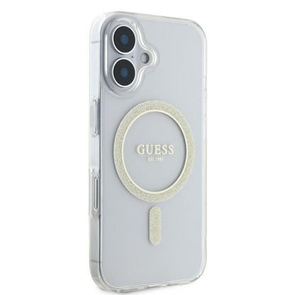Futrola MagSafe za Apple iPhone 16, Guess, IML Glitter Circle, Transparentna