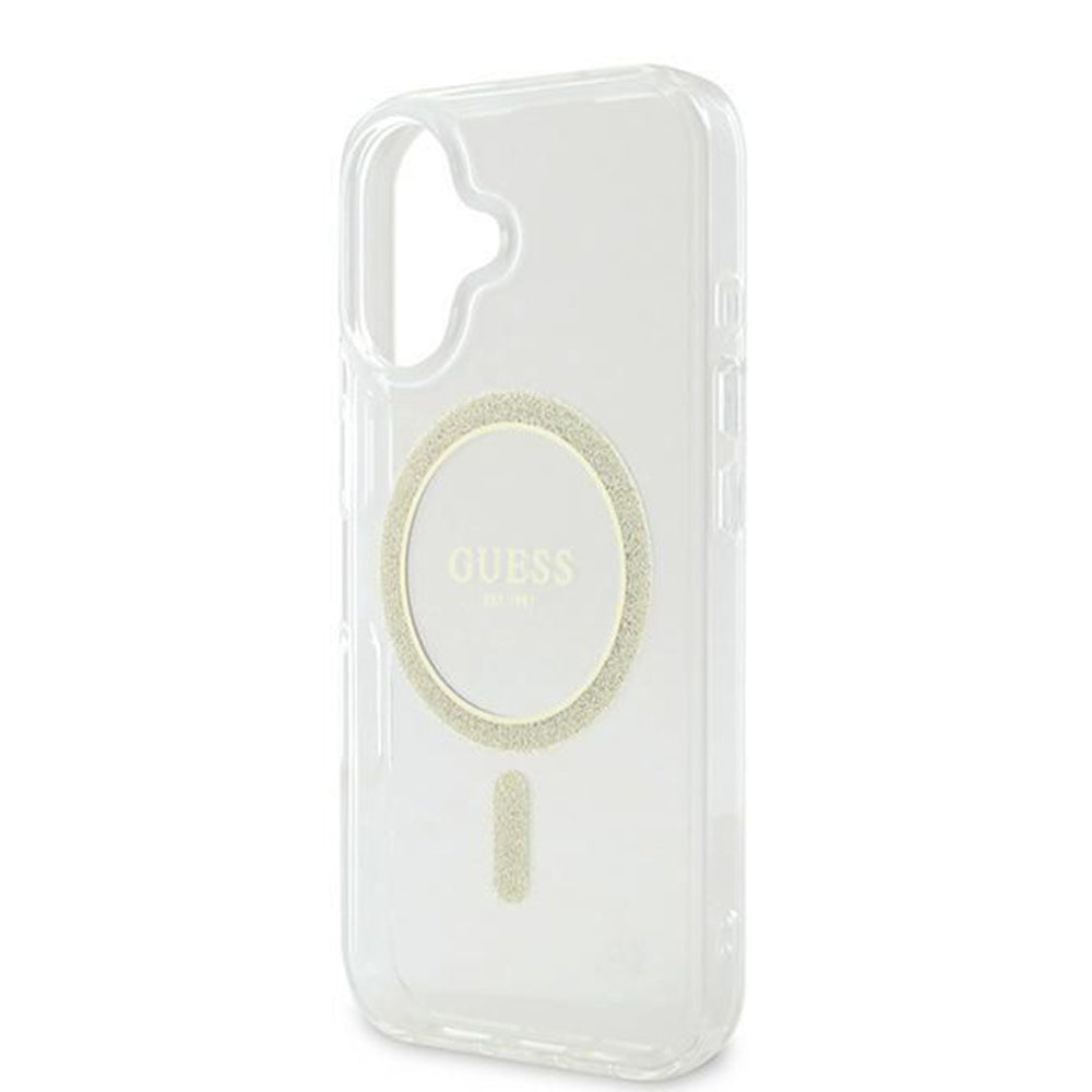 Futrola MagSafe za Apple iPhone 16, Guess, IML Glitter Circle, Transparentna