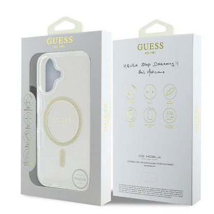 Futrola MagSafe za Apple iPhone 16, Guess, IML Glitter Circle, Transparentna
