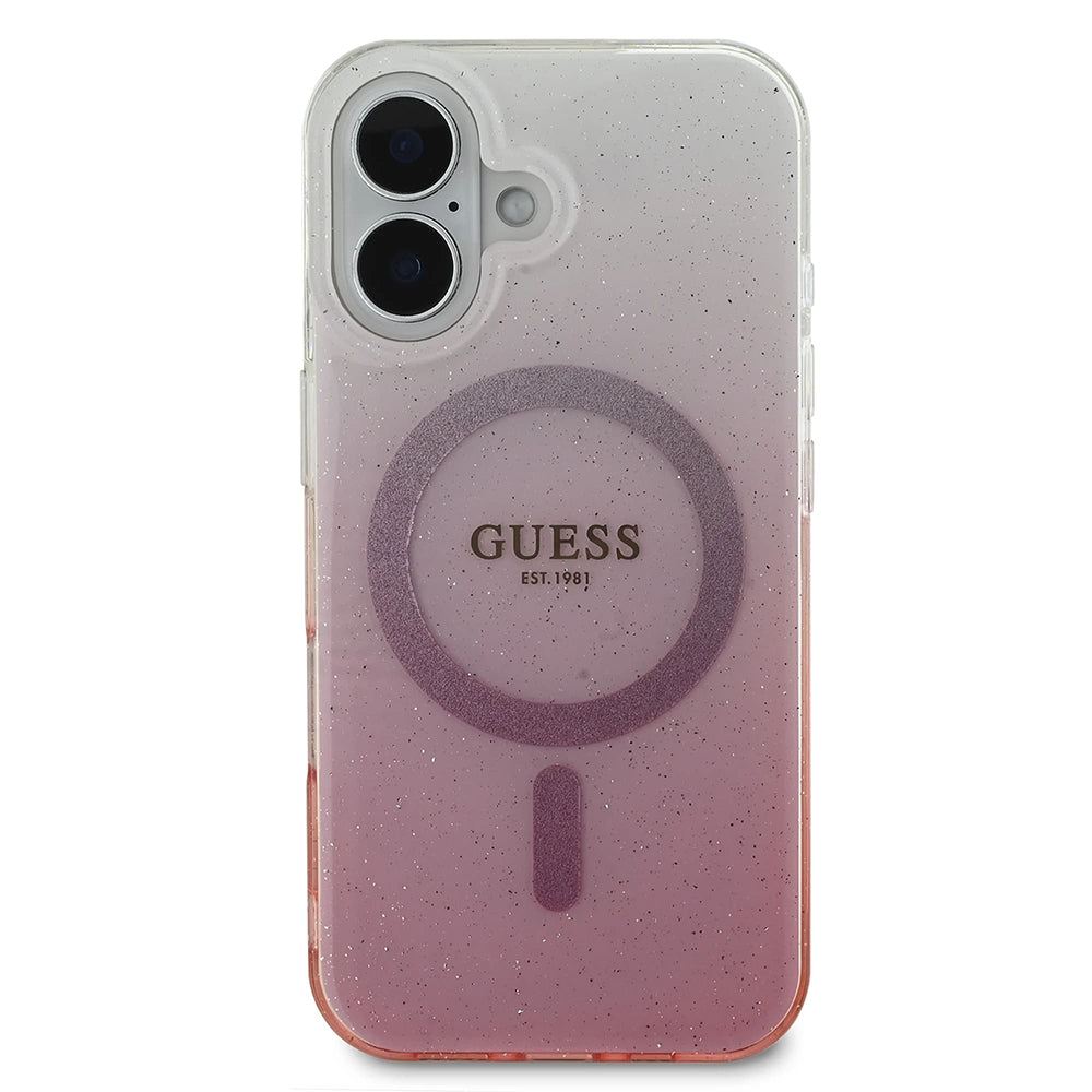 Futrola MagSafe za Apple iPhone 16, Guess, IML Glitter Gradient, Roze