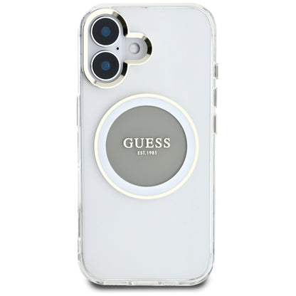 Futrola MagSafe za Apple iPhone 16, Guess, IML Metal Colored Circle, Siva