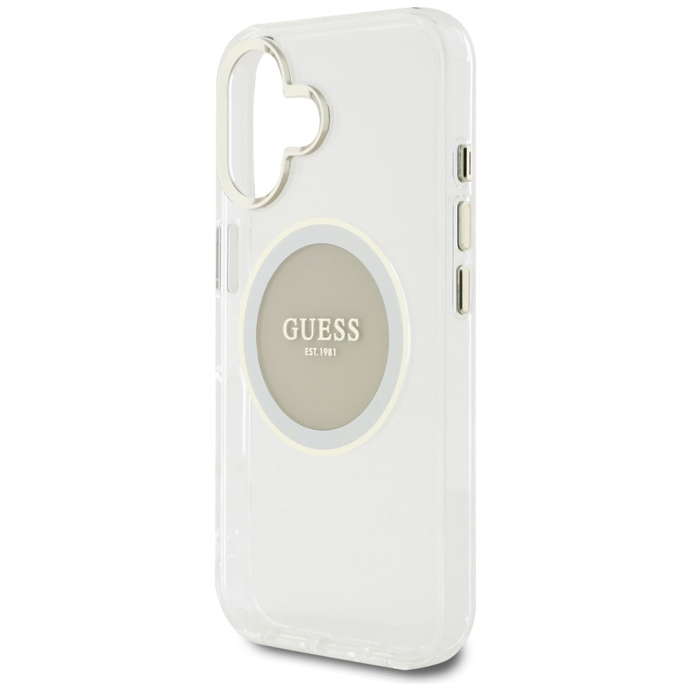 Futrola MagSafe za Apple iPhone 16, Guess, IML Metal Colored Circle, Siva