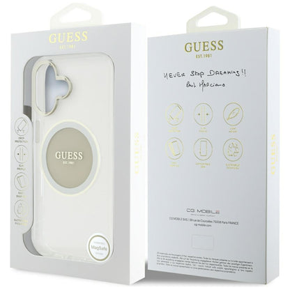 Futrola MagSafe za Apple iPhone 16, Guess, IML Metal Colored Circle, Siva