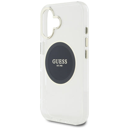 Husa MagSafe za Apple iPhone 16, Guess, IML Metal Colored Circle, Crna