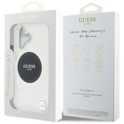 Husa MagSafe za Apple iPhone 16, Guess, IML Metal Colored Circle, Crna