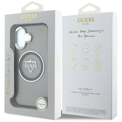 Futrola MagSafe za Apple iPhone 16, Guess, IML Metal Mountain Logo, Crna