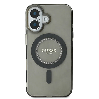 Futrola MagSafe za Apple iPhone 16, Guess, IML Rhinestone, Crna