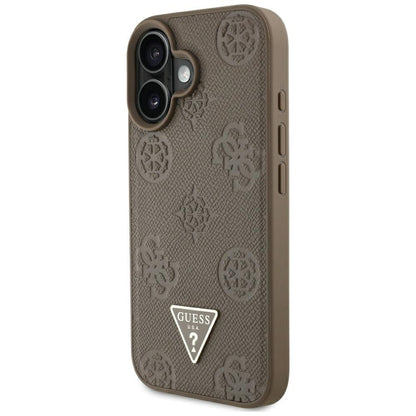 Futrola MagSafe za Apple iPhone 16, Guess, Peony Grained Hot Stamp Triangle, Braon