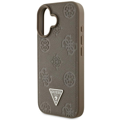 Futrola MagSafe za Apple iPhone 16, Guess, Peony Grained Hot Stamp Triangle, Braon