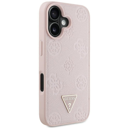 Futrola MagSafe za Apple iPhone 16, Guess, Peony Grained Hot Stamp Triangle, Roze