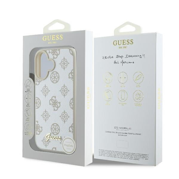 Futrola MagSafe za Apple iPhone 16, Guess, Peony Script, Bela