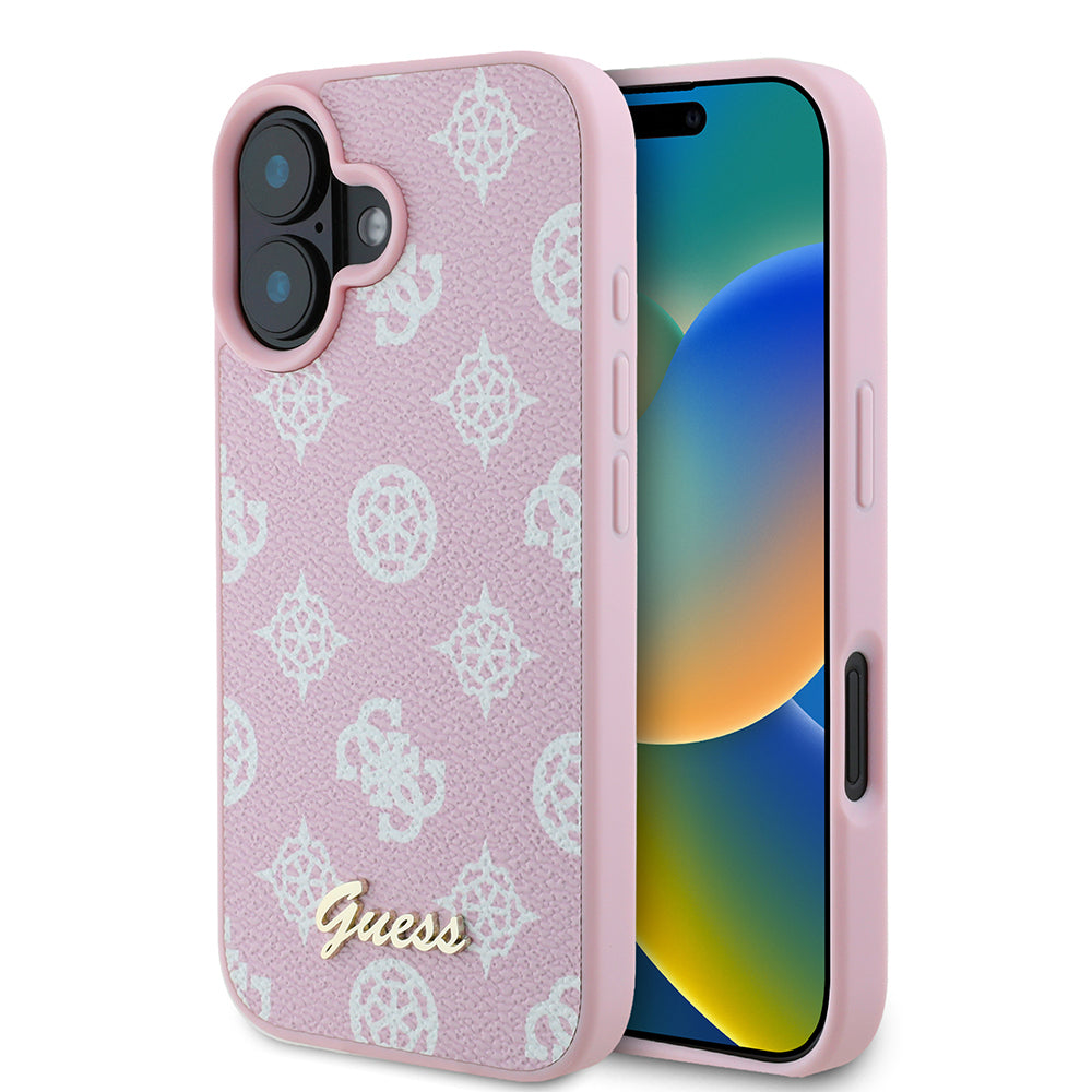 MagSafe futrola za Apple iPhone 16, Guess, Peony Script, Roze