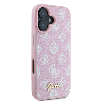 MagSafe futrola za Apple iPhone 16, Guess, Peony Script, Roze