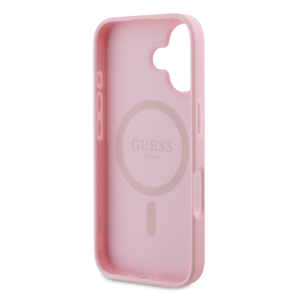 MagSafe futrola za Apple iPhone 16, Guess, Peony Script, Roze