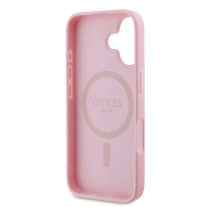 MagSafe futrola za Apple iPhone 16, Guess, Peony Script, Roze