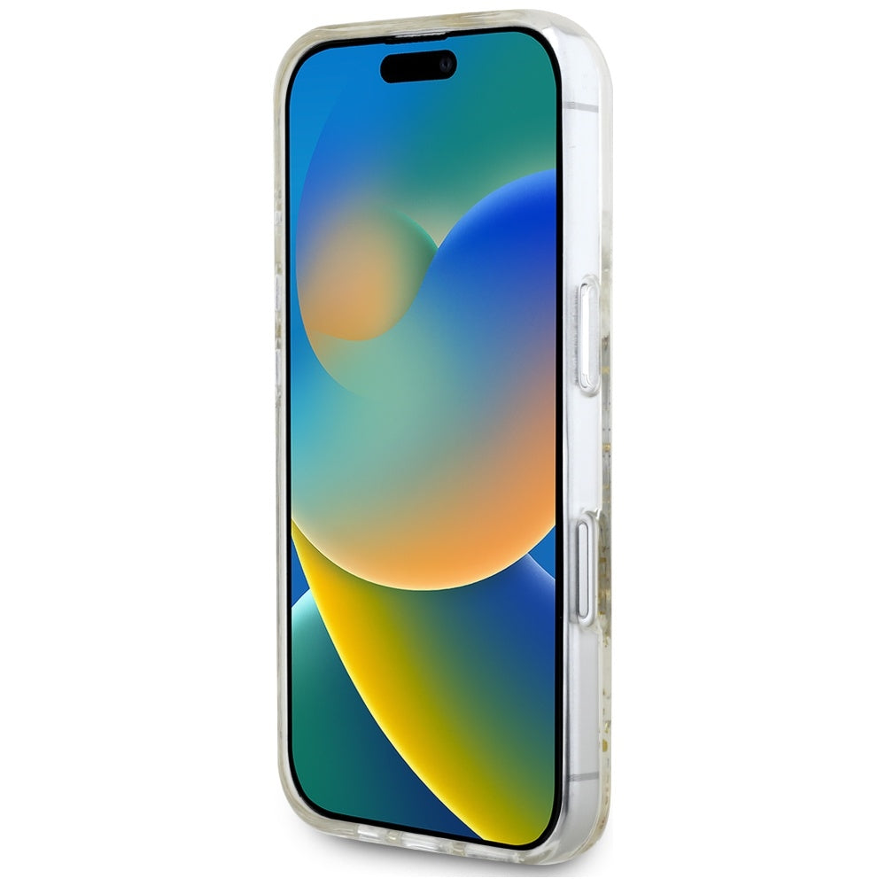 Husa MagSafe za Apple iPhone 16, Guess, Resin Flowers and Glitter, Bež