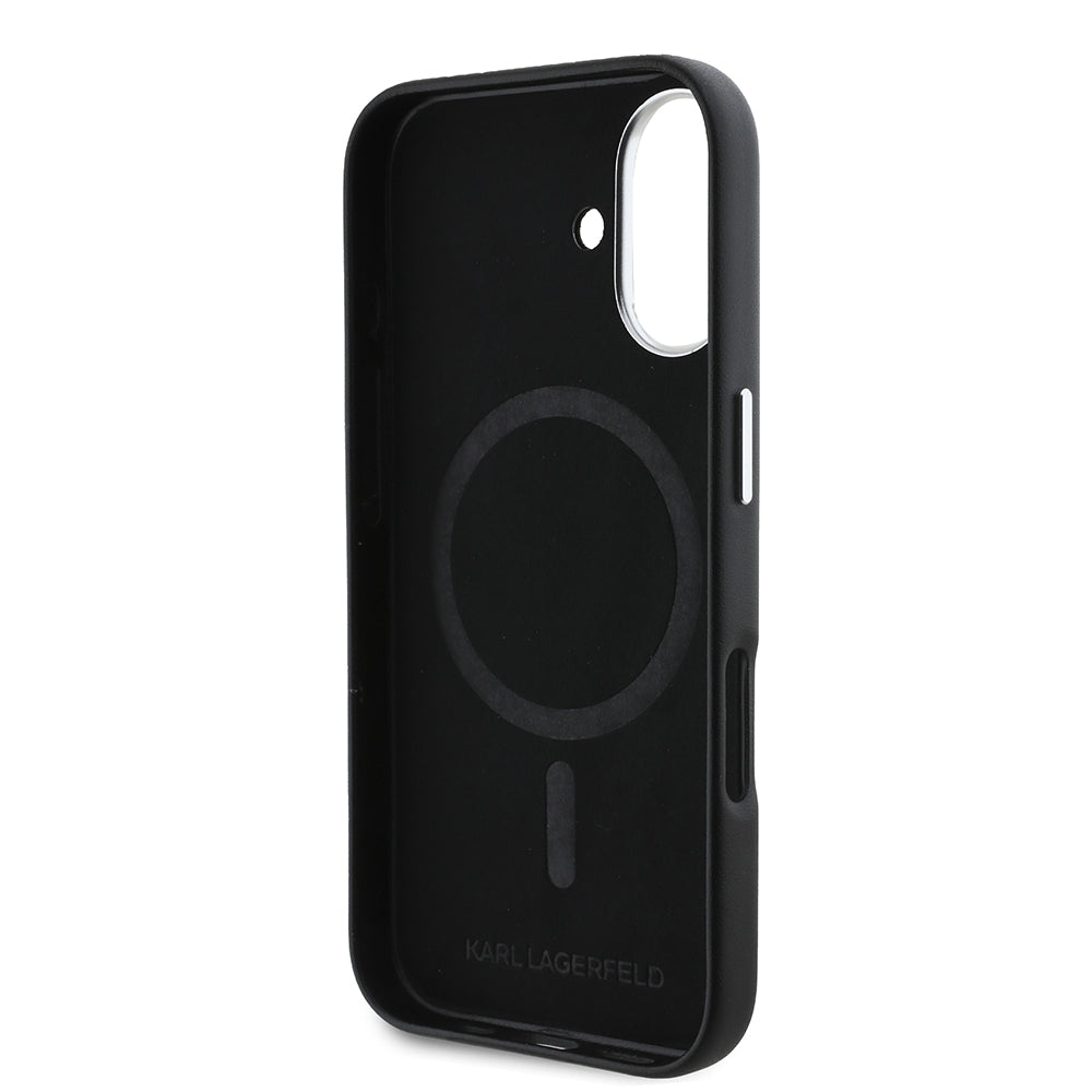 Futrola MagSafe za Apple iPhone 16, Karl Lagerfeld, FW Metal Plate, Crna