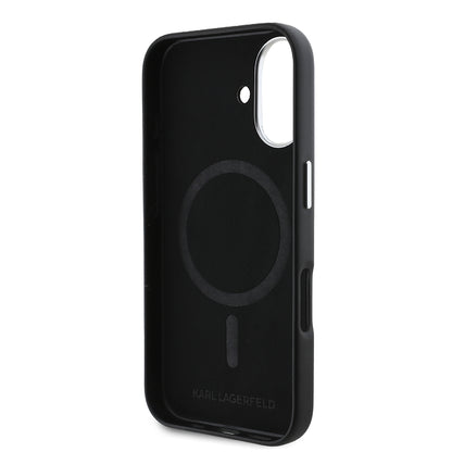 Futrola MagSafe za Apple iPhone 16, Karl Lagerfeld, FW Metal Plate, Crna