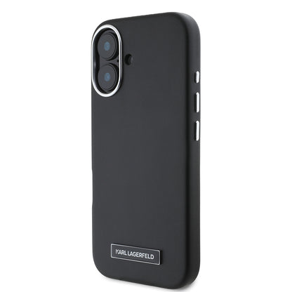 Futrola MagSafe za Apple iPhone 16, Karl Lagerfeld, FW Metal Plate, Crna
