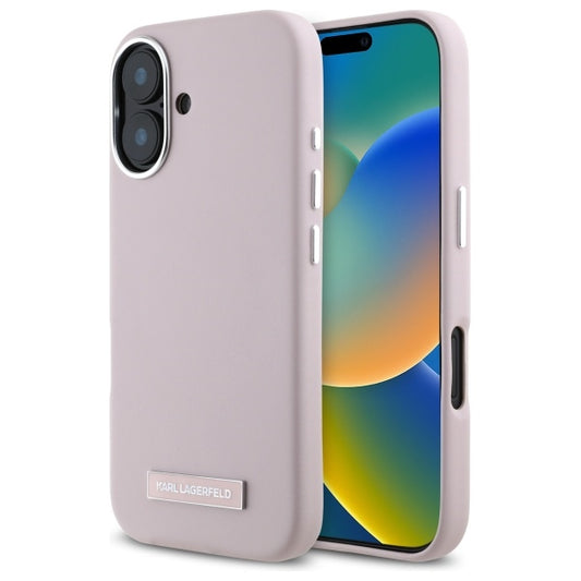 Futrola MagSafe za Apple iPhone 16, Karl Lagerfeld, FW Metal Plate, Roze