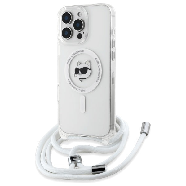 Futrola MagSafe za Apple iPhone 16, Karl Lagerfeld, IML Crossbody Choupette's Head with Strap, Transparentna