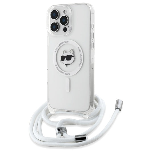 Futrola MagSafe za Apple iPhone 16, Karl Lagerfeld, IML Crossbody Choupette's Head with Strap, Transparentna