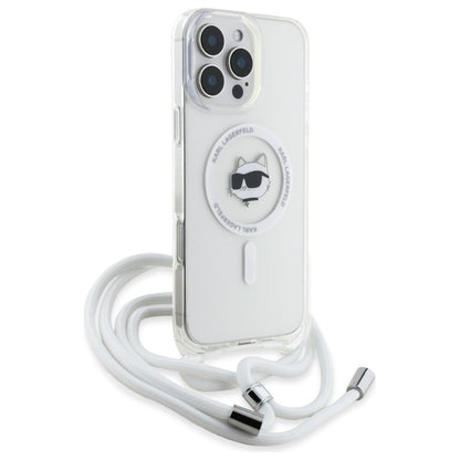 Futrola MagSafe za Apple iPhone 16, Karl Lagerfeld, IML Crossbody Choupette's Head with Strap, Transparentna