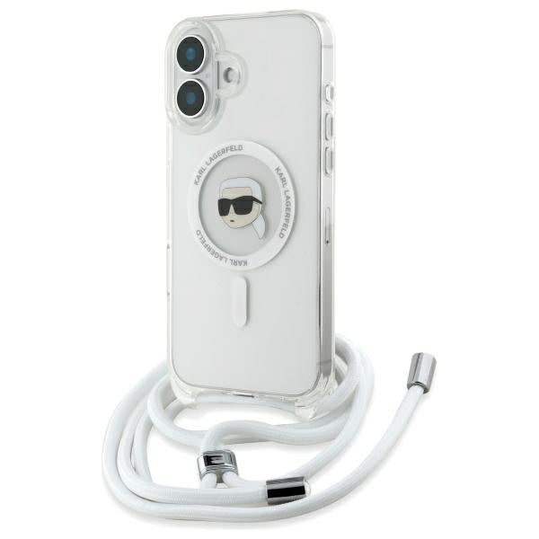 Futrola MagSafe za Apple iPhone 16, Karl Lagerfeld, IML Crossbody Karl's Head, Transparentna