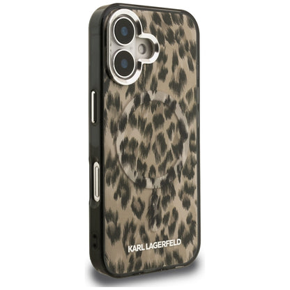 Futrola MagSafe za Apple iPhone 16, Karl Lagerfeld, IML Leopard Pattern, Braon