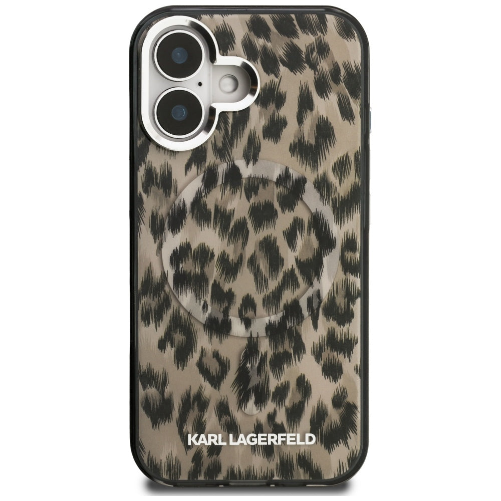 Futrola MagSafe za Apple iPhone 16, Karl Lagerfeld, IML Leopard Pattern, Braon